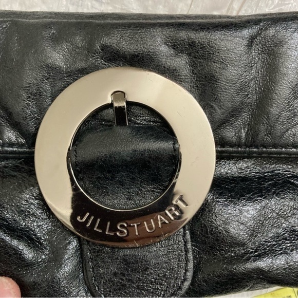 Jill Stuart black leather foldover clutch bag